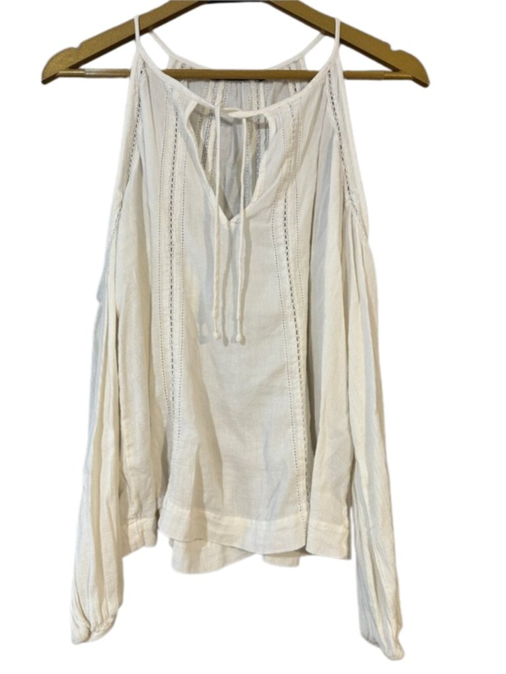 Abercrombie & Fitch Cream Lace Cold Shoulder Blouse Women’s Small Boho Top